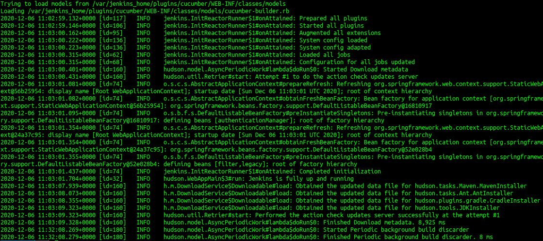 Salida de la
                          orden docker log jenkins