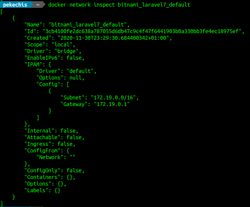 Ejemplo de salida de la orden docker inspect Ejemplo de salida de la orden docker inspect